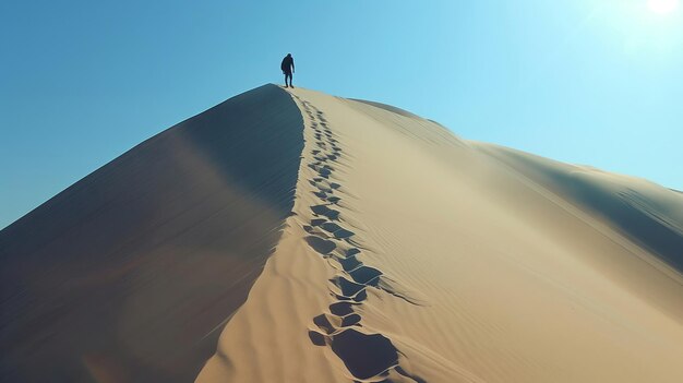 Pessoa de pé no topo de uma duna de areia