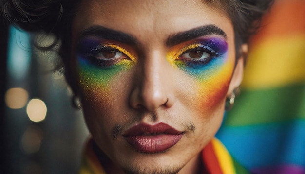 pessoa do grupo LGBT com maquiagem