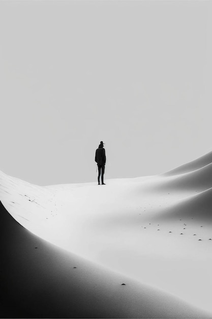 Pessoa em pé no meio de um deserto generativo ai