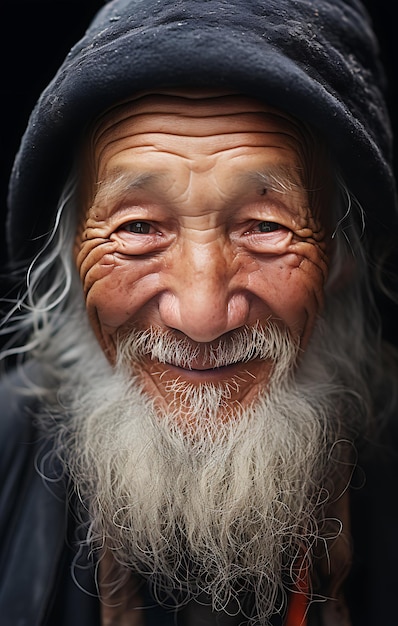 Foto pessoa idosa da china sorria rosto