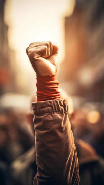 Foto pessoa levantando o punho em protesto