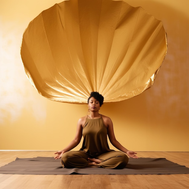 Foto pessoa praticando ioga ia generativa