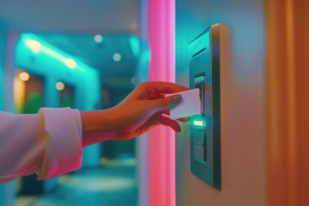 Pessoa pressionando um botão em um interruptor de luz adequado para conceitos elétricos
