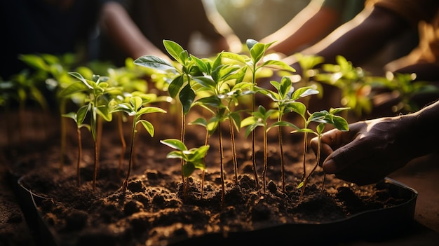 Pessoa que planta uma planta generativa ia