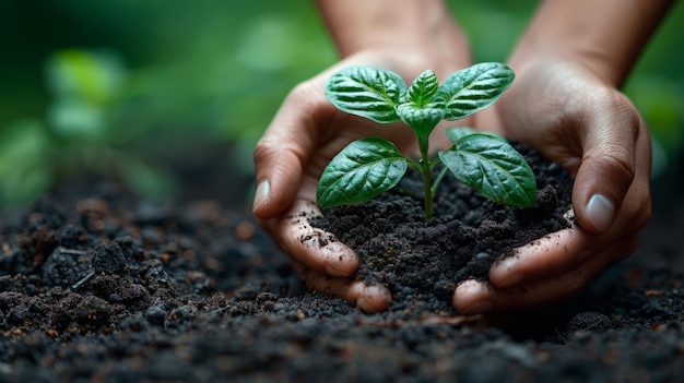 Pessoa segurando uma planta