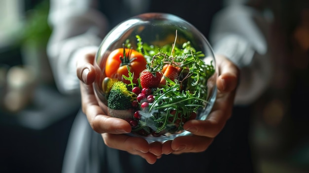 Foto pessoa segurando uma tigela de legumes, alimentos frescos, saudáveis e nutritivos