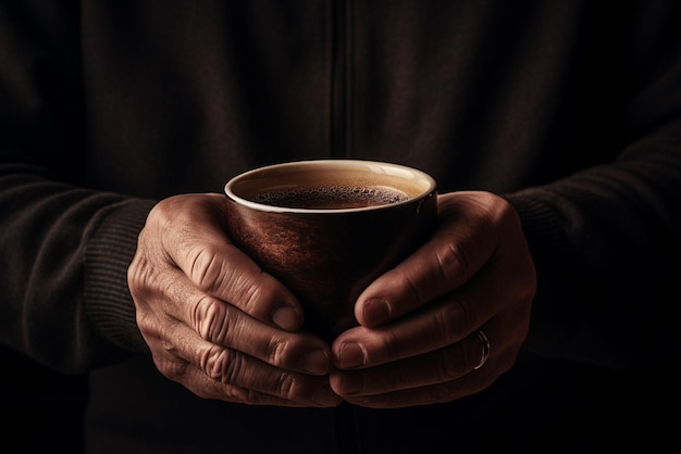 Foto pessoa segurando uma xícara de café
