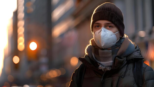 Foto pessoa usando máscara em wall street durante a pandemia foto de estoque conceito de máscara de pandemia de wall street business photo de estoque