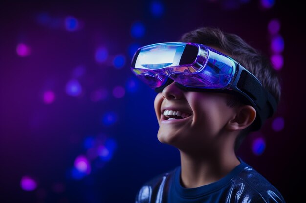 Pessoa usando óculos de fone de ouvido de realidade virtual VR para jogos e educação