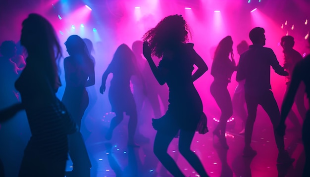 Pessoas a dançar numa festa de discoteca.
