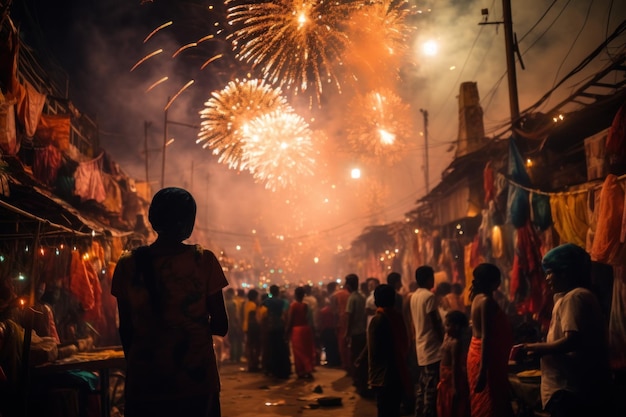 Pessoas a ver fogos de artifício