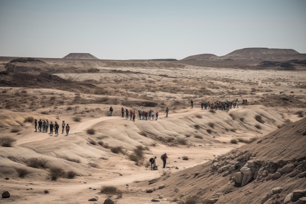 Pessoas andando pelo deserto Generative Ai