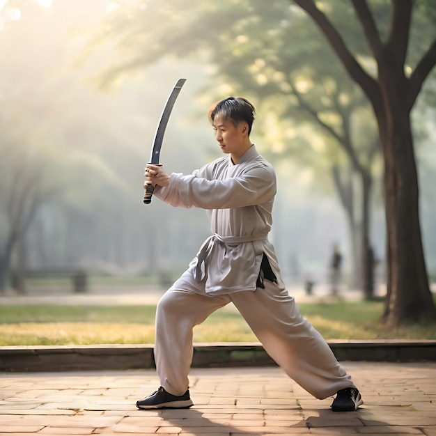 Foto pessoas ao ar livre na natureza a treinar taekwondo