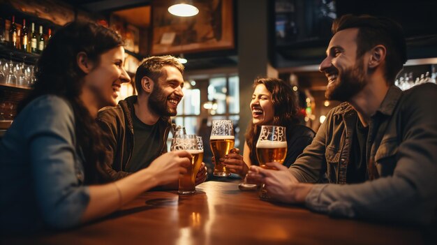 Foto pessoas bebendo urso no bar generative ai