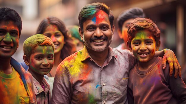 Foto pessoas celebrando o festival de cores de holi