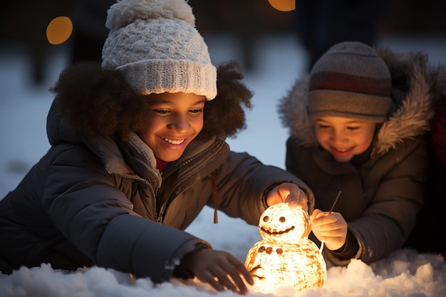 Pessoas com antecedentes de Natal capturando momentos alegres