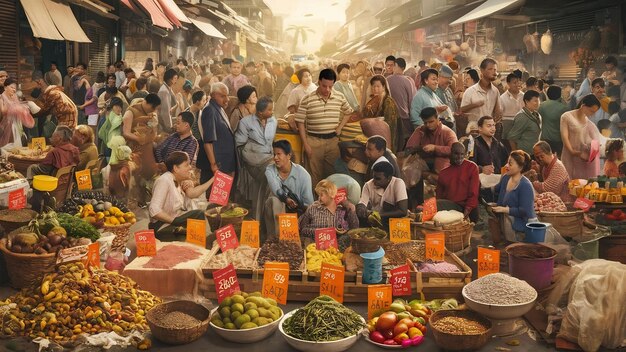 Foto pessoas com etiquetas de venda.