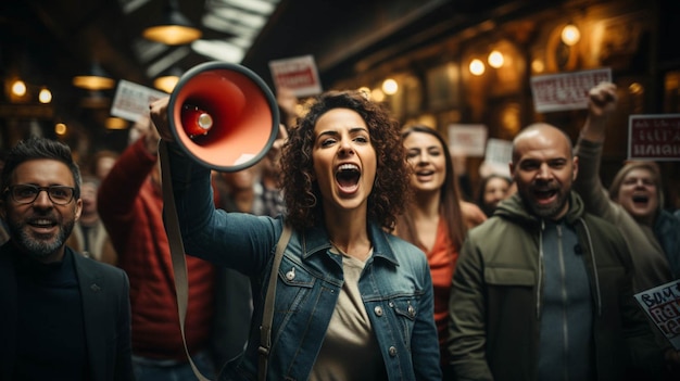 Foto pessoas com megafones para promoções de marketing