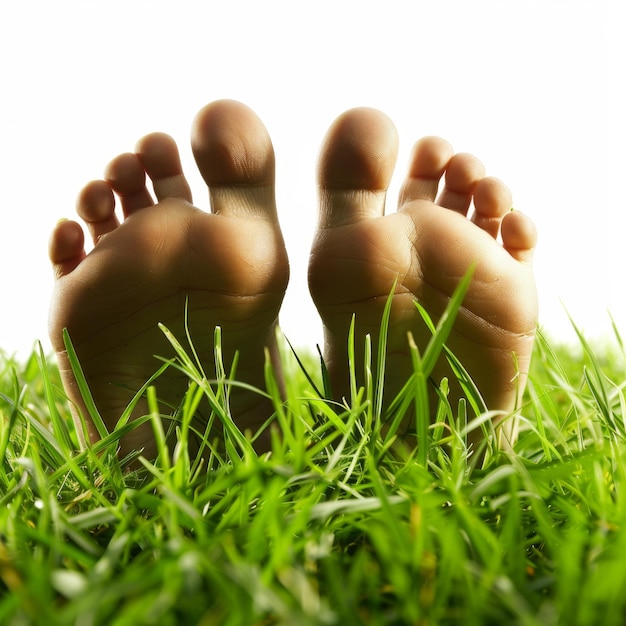 Pessoas com os pés na grama