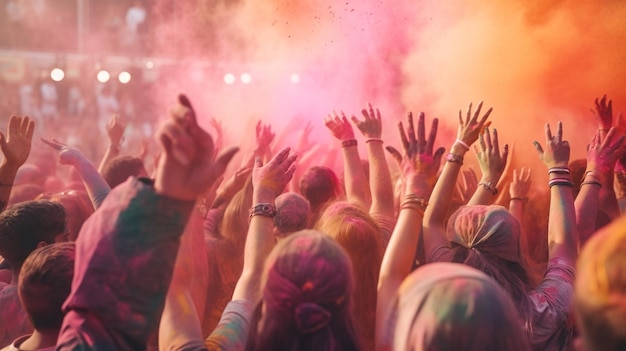 Pessoas comemorando holi em um festival