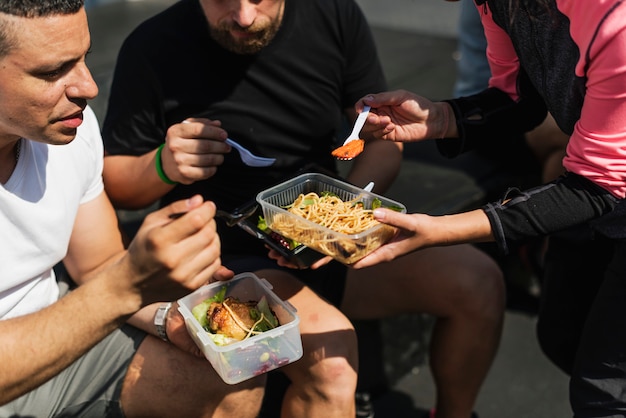 Pessoas, comer, alimento saudável