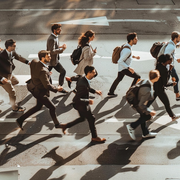 Foto pessoas de negócios a correr para o sucesso.