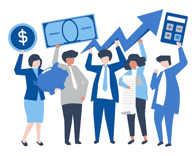 Pessoas de negócios com ilustração do conceito de crescimento financeiro
