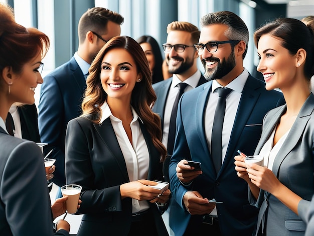 Pessoas de negócios felizes em reunião na mesa com aplausos aplausos e celebração da meta de vendas achie