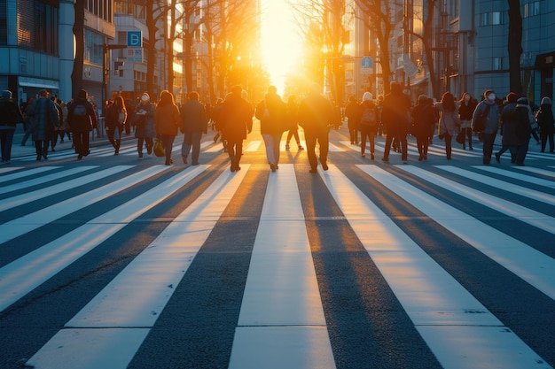 Pessoas de negócios usando a passagem de zebra da rua Generative Ai