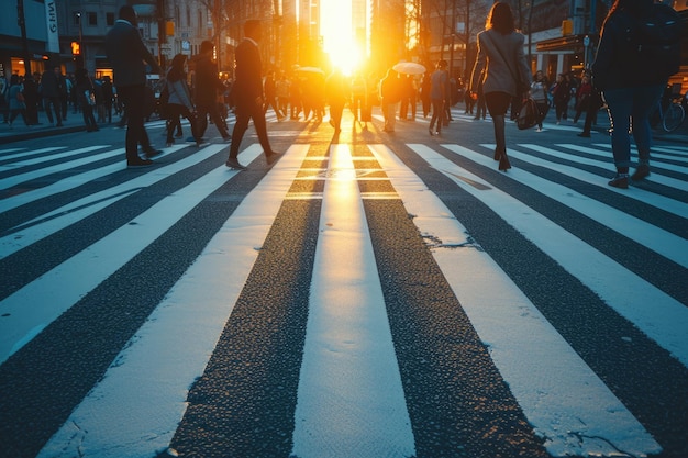 Pessoas de negócios usando a passagem de zebra da rua Generative Ai