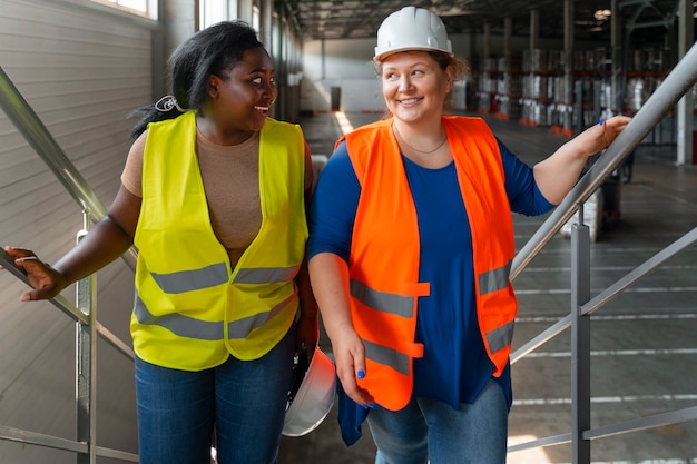 Pessoas de tiro médio trabalhando na construção