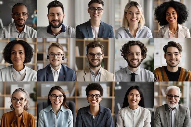 Foto pessoas diversas em conferências virtuais on-line chamadas de reunião