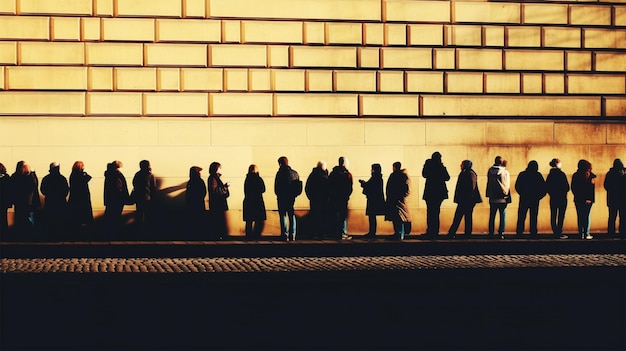 Pessoas em fila gerada por IA