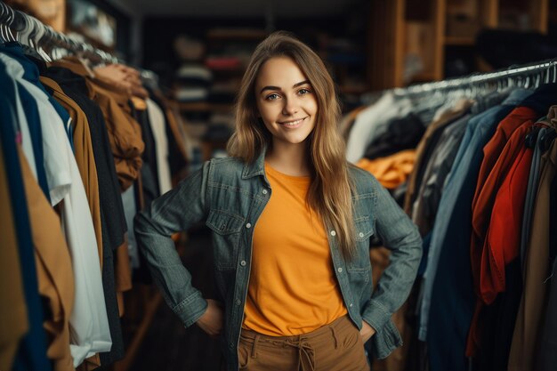 Foto pessoas entusiasmadas passam o tempo comprando roupas em grandes centros comerciais, descontos de sexta-feira negra, vendas, preços baixos da temporada.