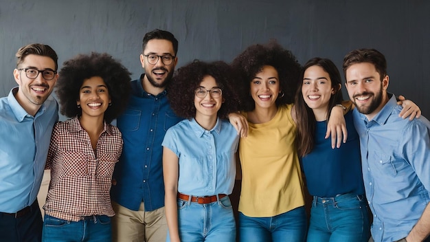 Pessoas felizes e diversas unidas