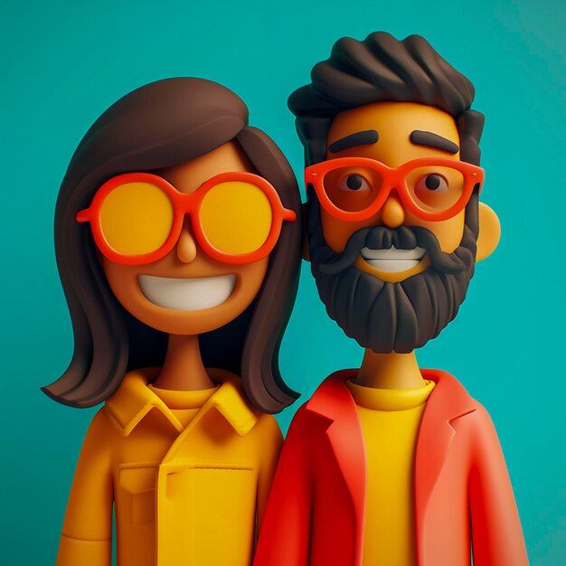 Pessoas felizes sorrindo em ilustração de estilo 3D IA gerativa