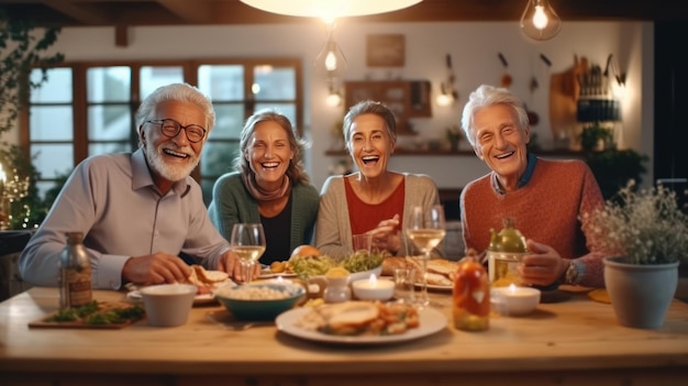 Pessoas idosas felizes comendo juntas em casa Pensão Casal de idosos Estilo de vida Conceito de vida