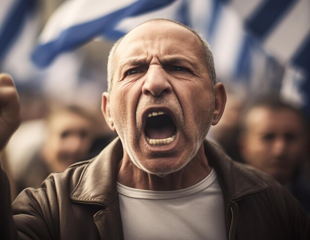 Foto pessoas israelenses marchando na rua pedindo paz judeus contra a guerra e à procura de um lar pacífico