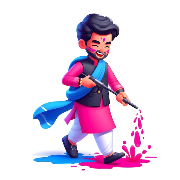 pessoas jogando holi ilustração