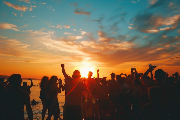 pessoas na festa de verão na praia ao ar livre