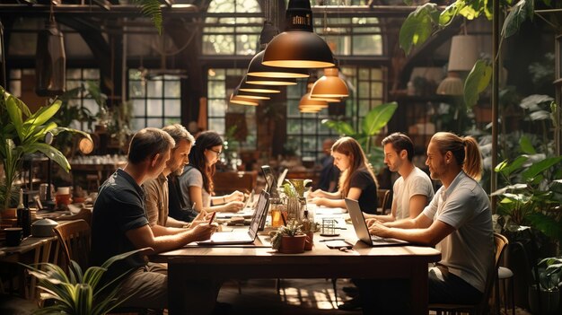 pessoas na mesa de lanch