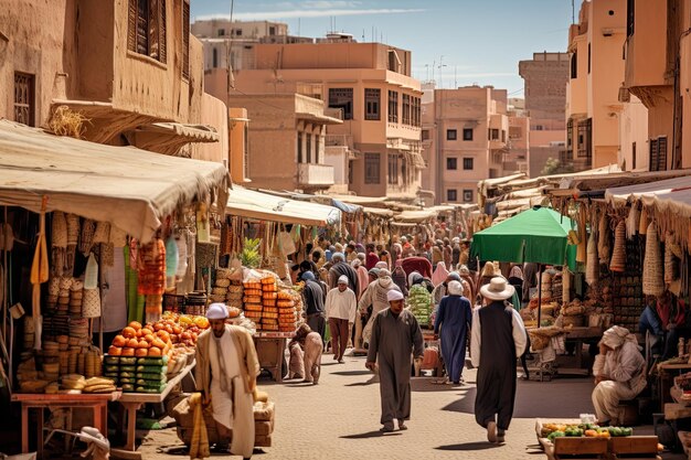 pessoas no souk cerca de setembro de 2013 em Marrakesh AI Gerado