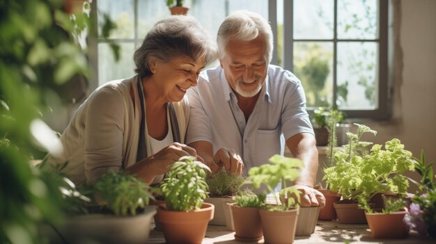 Pessoas observando uma variedade de plantas