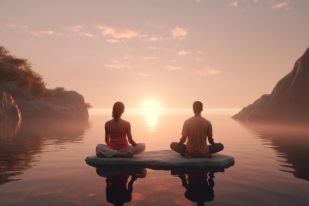 Pessoas praticando ioga e meditação