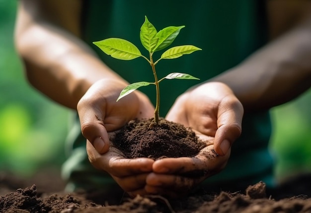 Pessoas que plantam e cultivam árvores para a plantação, conservação ecológica e agricultura gerada