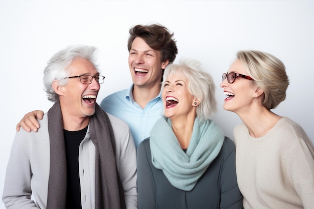 Pessoas rindo e felizes lazer agradável amigos colegas ou parentes