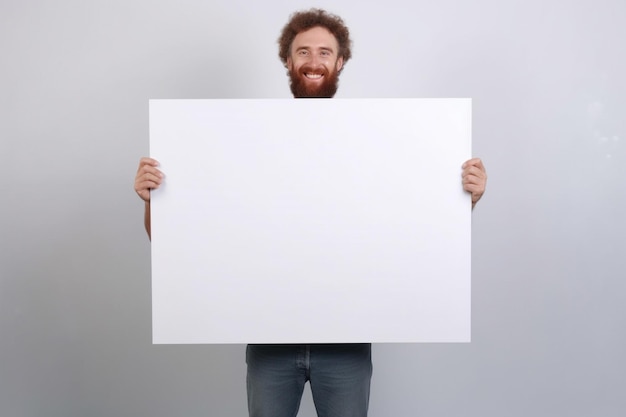 Pessoas segurando um quadro branco em branco