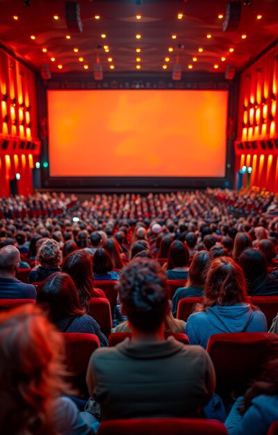 Foto pessoas sentadas no cinema a ver filmes e a levantar o polegar.