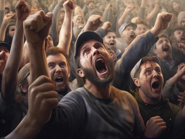 Pessoas torcendo no estádio