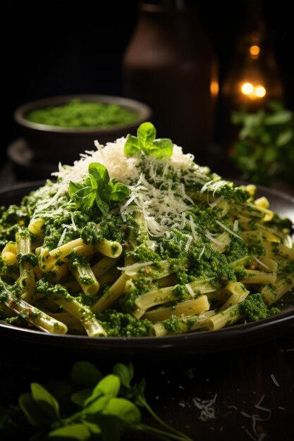 Pesto Genovese com Trofie Pasta Melhor para banner flyer e cartaz